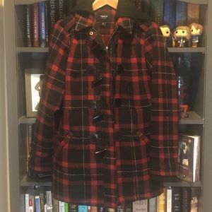 Torrid 00 Red Plaid Coat-00 is equal to size 12